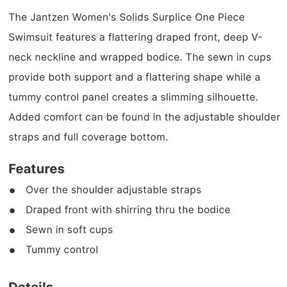 NWT Jantzen Drape Front Swimsuit Sz 20W - Picture 4 of 5